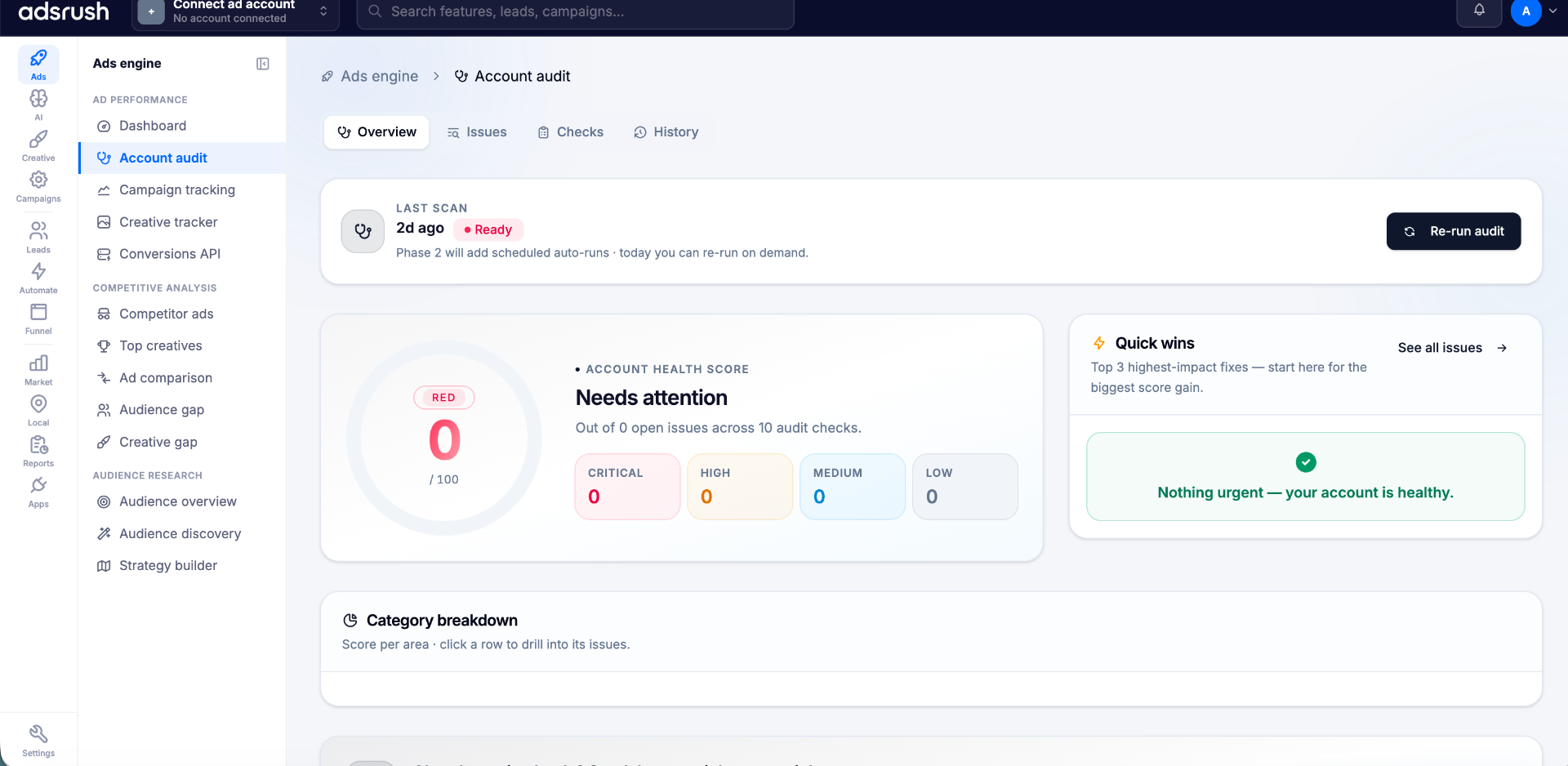 adsrush Analytics Dashboard